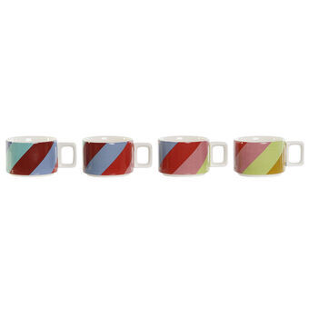 Set med kaffekoppar DKD Home Decor Vit Multicolour Ljusbrun Metall Bambu Dolomite Modern 260 ml