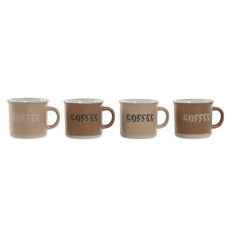 Set med kaffekoppar Home ESPRIT Brun Stengods 180 ml 4 Delar