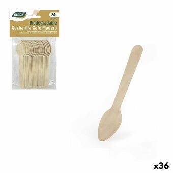 Set med skedar Algon Kaffe/ Café Trä 24 Delar 11 cm (36 antal)