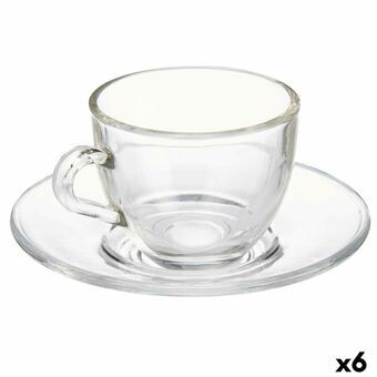 Kopp med assiett Transparent Glas 85 ml (6 antal)