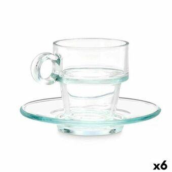 Kopp med assiett Transparent Glas 90 ml (6 antal)