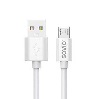 USB-kabel till mikro-USB Savio CL-167 Vit 3 m