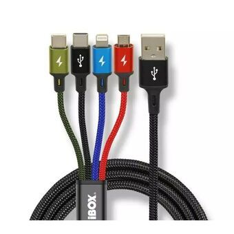 USB-kabel till mikro-USB, USB-C och Lightning Ibox IKUM4W1CLR Svart Multicolour 1,2 m