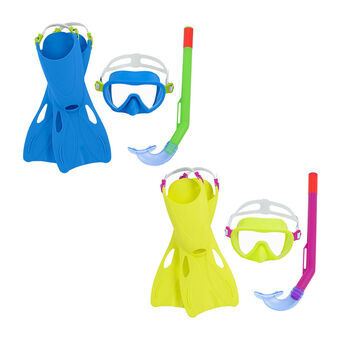 Dykmask med snorkel och simfötter Bestway Multicolour 24-27 (1 antal)