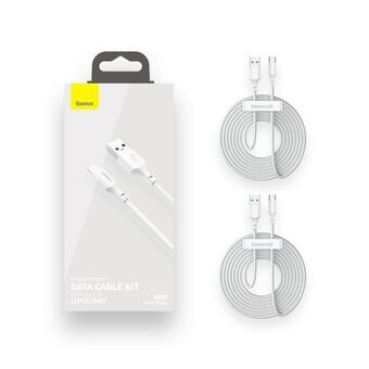 USB A till USB C Kabel Baseus TZCATZJ-02 Vit 1,5 m (2 antal)