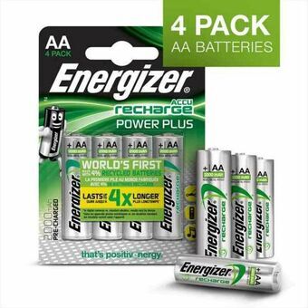 Laddningsbara Batterier Energizer Accu Recharge Power Plus 2000 AA BP4 2000 mAh 1,2 V AA HR6 (4 antal)