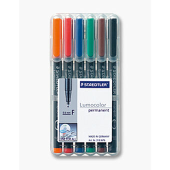 Permanent markörpenna Staedtler 318 WP6 1 mm Svart Multicolour