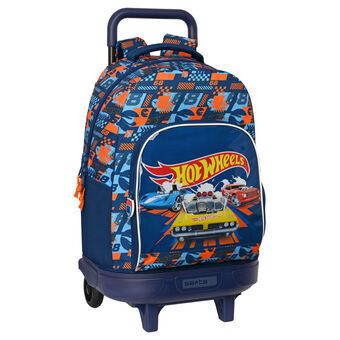 Skolväska med hjul Hot Wheels Speed Club Orange Marinblå 33 X 45 X 22 cm