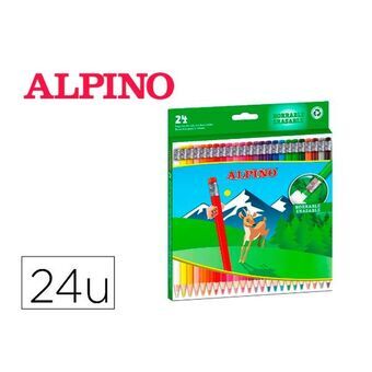 Färgpennor Alpino AL013658 Multicolour Raderbar 24 Delar (24 Delar)