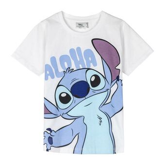 Barn T-shirt med kortärm Stitch Vit - 5 år