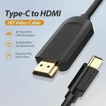 Kabel HDMI Vention CGUBH 2 m Svart Gyllene