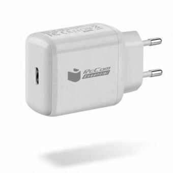 Väggladdare + USB-C kabel PcCom Vit 20 W