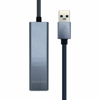 USB-HUB Aisens Conversor USB 3.0 a ethernet gigabit 10/100/1000 Mbps + Hub 3 x USB 3.0, Gris, 15 cm Grå