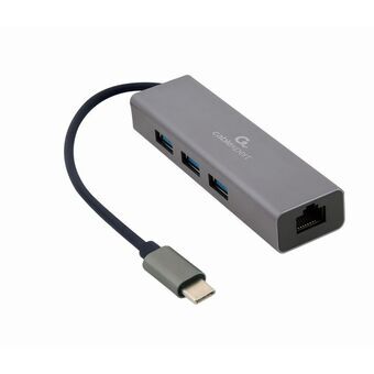 USB-C HUB 4 Portar GEMBIRD A-CMU3-LAN-01 Vit Grå