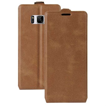 Vertical Flip Case i PU-läder och TPU för Samsung Galaxy S8 Plus - Brun