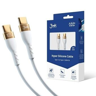 3MK HyperSilicone Cable USB-C/USB-C-kabel 2m 100W Vit/White