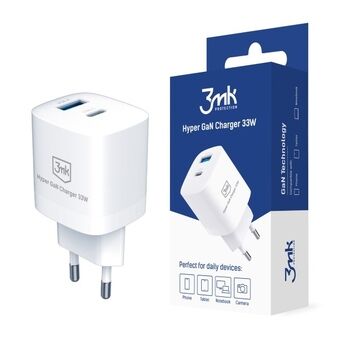 3MK Hyper GaN-laddare 33W Power Delivery nätadapter 1xUSB-A + 1xUSB-C