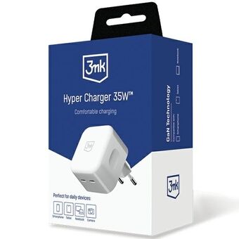 3MK Hyper Charger 35W 2xUSB-C snabbladdningsväggadapter QC