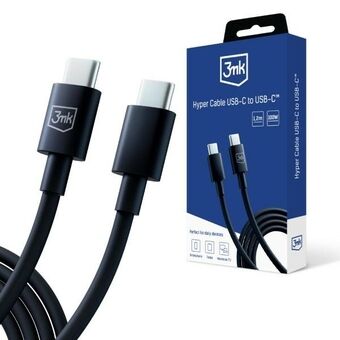 3MK Hyper Cable USB-C - USB-C 100W 1.2m Svart/Svart Kabel