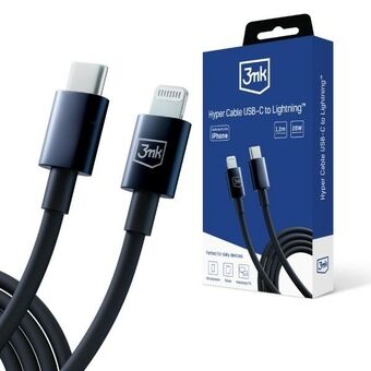 3MK Hyper-kabel USB-C - Lightning 20W 1,2m Svart kabel