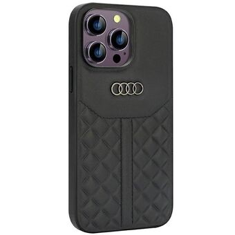 Audi äkta läder iPhone 14 Pro Max 6,7" svart/svart fodral AU-TPUPCIP14PM-Q8/D1-BK