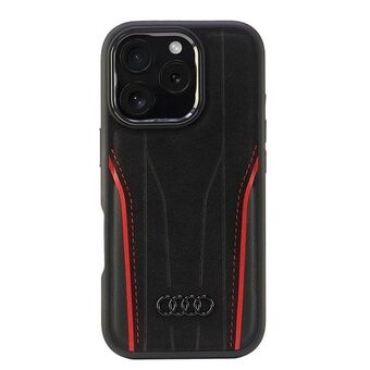 Audi Äkta Läder MagSafe iPhone 16 Pro 6.3" svart-röd hardcase AU-TPUPCMIP16P-R8/D3-RD