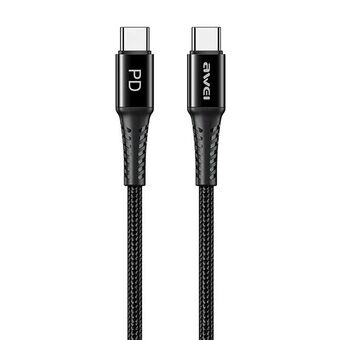 AWEI-kabel CL-111T USB-C till USB-C 60W svart/svart