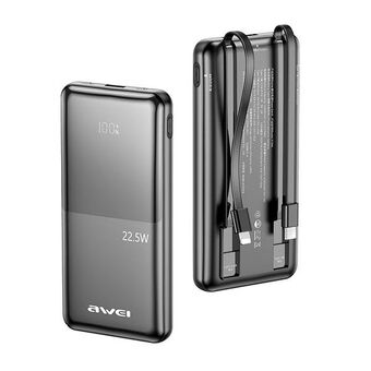 AWEI PowerBank P76K 10000mAh 22,5W svart Digital Display