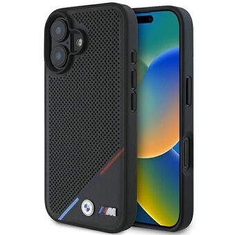 BMW BMHMP16S23PUPDK iPhone 16 6,1" svart/black hårdskal M Perforated Tricolor Line MagSafe