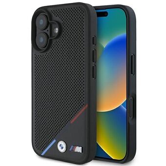 BMW BMHMP16M23PUPDK iPhone 16 Plus 6.7" svart/black hårdskal M Perforated Tricolor Line MagSafe