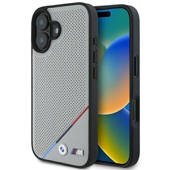 BMW BMHMP16S23PUPDG iPhone 16 6.1" grå/grey hårt skal M Perforated Tricolor Line MagSafe