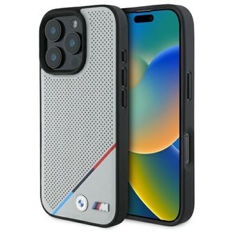 BMW BMHMP16X23PUPDG iPhone 16 Pro Max 6.9" grå hardcase M Perforerad Tricolor Line MagSafe