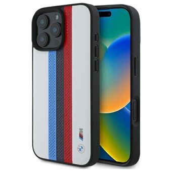 BMW BMHMP16X23PUPTH iPhone 16 Pro Max 6,9" vit/white hårdskal M Perf. Tricolor Printed Stripes MagSafe