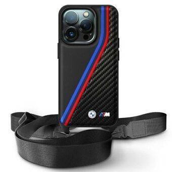 BMW BMHCP16L23PSVTK iPhone 16 Pro 6,3" svart/hårdskal M Edition Carbon Tricolor Lines & Strap