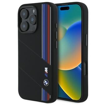 BMW BMHMP16X23SCUK iPhone 16 Pro Max 6.9" svart/svart hårdskal Silikon Skär Tricolor Lines MagSafe