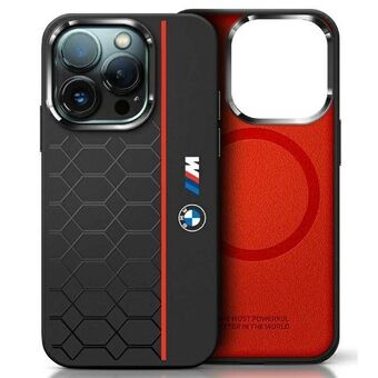 BMW BMHMP16X23SHER iPhone 16 Pro Max 6,9" svart/svart hårt skal Silikon Hexagon Röd Linje MagSafe