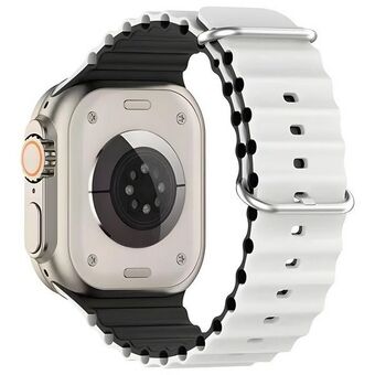 Beline rem för Apple Watch i silikon Waves 42/44/45/49mm vit-svart/ vit-svart ask