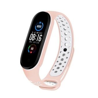 Beline rem Design Mi Band 7/6/5 rosa-vit /pink-white