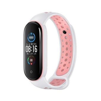 Beline rem Design Mi Band 7/6/5 vit-rosa /white-pink