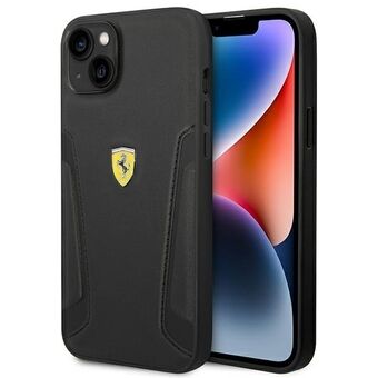 Ferrari FEHCP14SRBUK iPhone 14 / 15 / 13 6.1 tum svart hardcase läder stämplat sidor.