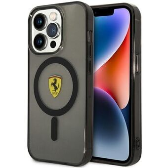 Ferrari FEHMP14XURKK iPhone 14 Pro Max 6,7" svart/svart hårt fodral Translucent Magsafe