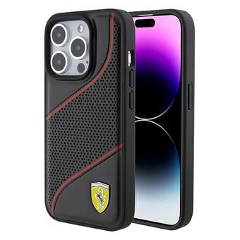 Ferrari FEHCP15LPWAK iPhone 15 Pro 6.1" svart/svart hardcase med perforerade vågor och metalllogotyp