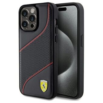 Ferrari FEHCP15XPWAK iPhone 15 Pro Max 6.7" svart hårdskalig Perforerade Vågor Metalllogotyp