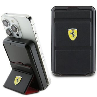 Ferrari Powerbank Trådlös 15W FEPB10MSPLEK 10000 mAh med ställfunktion svart/svart Metal Logo MagSafe