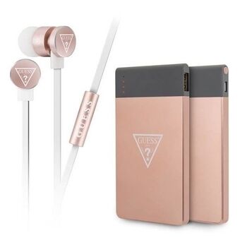 Gissa GUBPERPBTRG set 2-i-1 powerbank 4000 mAh + hörlurar 3,5 mm rosa-guld/rose gold