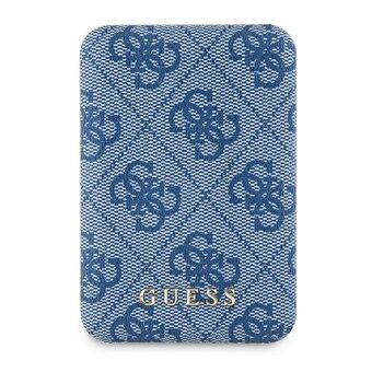 Guess Powerbank indukcyjny 15W GUPB5FP4EMGB 5000mAh blå/blå 4G Läder Metall Logo MagSafe