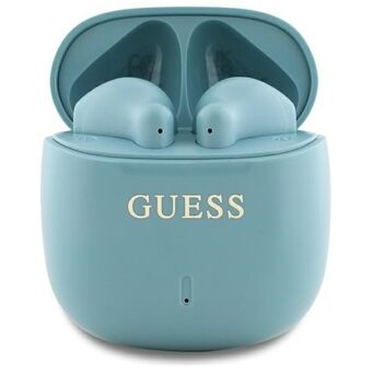 Guess Bluetooth-hörlurar GUTWSJ14ESGQ TWS + dockningsstation turkos/turquoise Printed Classic Logo