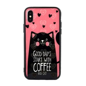 Hearts iPhone X / Xs skal design 6 (kattrosa)