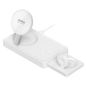 4smarts UltiMag induktiv laddare för iPhone, Apple Watch, Airpods 20W vit/vit 456245