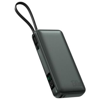 4smarts Powerbank Enterprise 20000mAh 130W med inbyggd USB-C-kabel grå/rymdgrå 541134